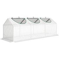 Outsunny Mini Greenhouse Portable Flower Planter Vegetable Grow House for Garden with Zipped Windows, 180 x 60 x 60 cm, White
