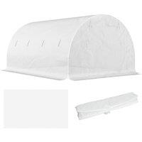Outsunny 4 x 3 x 2m Greenhouse Replacement Cover ONLY Winter Garden Plant PE Cover for Tunnel Walk-in Greenhouse with Roll-up Windows Door Outdoor, White