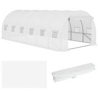 Outsunny Polytunnel Replacement Cover ONLY Winter PE Cover with Roll-up Windows Door Garden Plant, 6 x 3 x 2m White Aosom UK