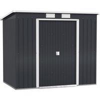Outsunny Steel Shed with Foundation Kit and Lockable Door, Vents and Sloped Roof, 173H x 213L x 130Wcm, Dark Grey Aosom UK