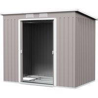 Outsunny Outdoor Garden Metal Equipment Tool Storage Shed w/ Foundation, Double Door, Vents and Slop