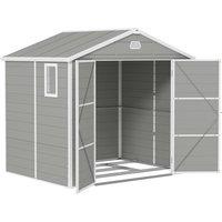 Outsunny 7.9ft x 6.2ft Storage Garden shed with Aluminium Frame and Galvanised Foundation Kit, Windproof, Snowproof & Waterproof, Grey Aosom UK
