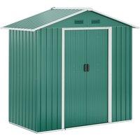 Outsunny 6.5ft x 3.5ft Metal Garden Storage Shed for Outdoor Tool Storage with Double Sliding Doors and 4 Vents, Green