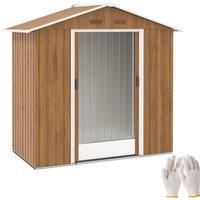 Outsunny 6.5 x 3.5ft Metal Garden Storage Shed - Wood-Effect