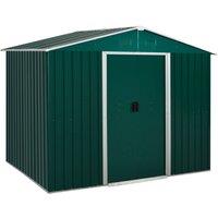 Outsunny 8 x 6 Metal Garden Sheds Steel Roofed Galvanised Tool Storage House with Ventilation and Sliding Doors, Green Aosom UK