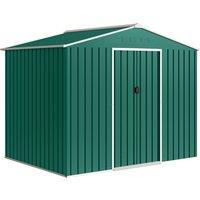 Outsunny 8 x 6ft Galvanised Steel Shed, with Double Door - Green
