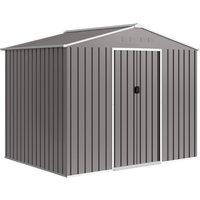 Outsunny 8 x 6ft Galvanised Steel Shed, with Double Door - Light Grey