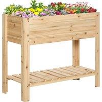 Outsunny Raised Planter Bed: Tall Wooden Garden Stand with Clapboard Sides, Natural Wood Finish, 100 x 40 x 84cm Aosom UK