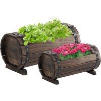 Outsunny Wooden Planters: Durable Carbonized Finish for Indoor & Outdoor Floral Displays, Set of 2 Aosom UK