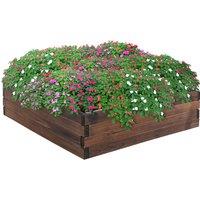 Outsunny Raised Garden Bed Planter Box: Wooden Outdoor Patio Planter for Plant, Flower & Vegetable Growing, 80L x 80W x 22.5H cm Aosom UK