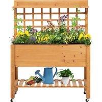 Outsunny Elevated Garden Bed: Raised Wooden Planter with Shelves for Veggies, Flowers, and Herbs, 105x40x135cm Aosom UK