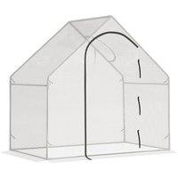 Outsunny Walk-In Greenhouse Vegetable Plant herb Garden Grow House w/ Window Roll-Up Door Steel Frame All-Year, 180x100x168cm, White Aosom UK