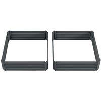 Outsunny Raised Garden Beds: Elevated Galvanised Planter Boxes for Flowers & Herbs, Dark Grey, 100x100x30cm