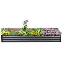 Outsunny Metal Raised Garden Bed Planter Box Outdoor Planters for Growing Flowers, Herbs, Grey, 241x90.5x30cm