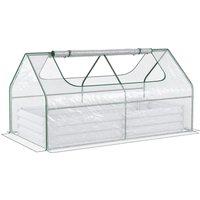 Outsunny Garden Bed Greenhouse, Metal Raised Bed with Plastic Cover, Roll Up Window, Dual Use for Flowers, Vegetables, Clear Aosom UK