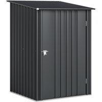 Outsunny 3.3 x 3.4ft Lean To Steel Garden Shed, with Locking Door - Dark Grey