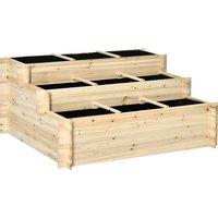 Outsunny 3 Tier Raised Garden Bed Elevated Planter Flower Box with 9 Grow Grids and Non-woven Fabric for Vegetables, Flower, Herb Aosom UK