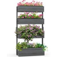 Outsunny Plant Pot Stand 4-Tire Outdoor Wooden Plant Stand, 142 x 80 x 45CM, Grey Aosom UK