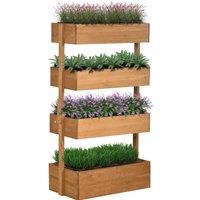 Outsunny 80cm x 45cm x 142cm 4-Tier Raised Garden Bed, Fir Wood Vertical Planter Box, Freestanding Elevated Plant Stand Outdoor Aosom UK