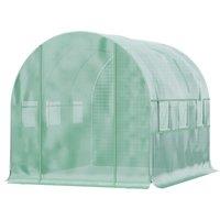 Outsunny Walk In Greenhouse, Garden Polytunnel with PE Cover, Zipped Roll Up Door and 6 Mesh Windows, 3x2x2m, Green Aosom UK