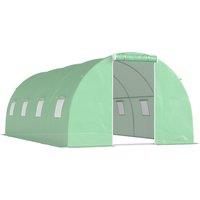 Outsunny 6 x 3 m Walk-in Polytunnel Greenhouse, Zipped Roll-Up Door, 8 Mesh Windows, UV-Resistant PE Cover, Green