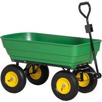 Outsunny 125 Litre Large Garden Cart Heavy Duty 4 Wheel Trolley Dump Wheelbarrow Tipping Truck Trailer - Green Aosom UK