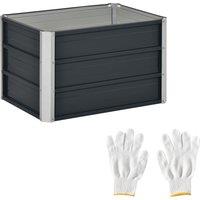 Outsunny Raised Garden Bed, Elevated Metal Planter Box w/ Installation Gloves for Backyard, Patio to Grow Vegetables, Herbs, Flowers, Grey Aosom UK