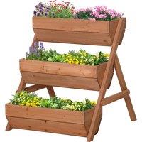 Outsunny 3 Tier Raised Garden Bed Wooden Elevated Planter Box Kit, 66L for Flower, Vegetable, Herb, 65x75x78cm, Brown Aosom UK