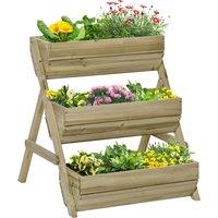 Outsunny 3-Tier Build up Garden Beds, Wooden Elevated Flower Beds, Outdoor, Garden, 120 x 68 x 80cm, Green Aosom UK