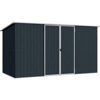 Outsunny 11 x 5.6ft Galvanised Steel Garden Shed, Metal Shed, Garden Storage Shed with Lockable Doors and Gloves for Outdoor Patio, Garden, Grey