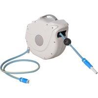 Outsunny Retractable Hose Reel w/ Any Length Lock, Auto Rewind Slow Return System, and 180 Swivel Wa
