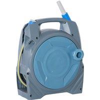 Outsunny Garden Hose Reel Retractable Hose Reel with 10m + 10m Hose and Simple Manual Rewind, Compac