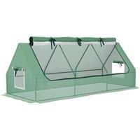 Outsunny Mini Greenhouse with Steel Frame, Plastic Cover, 240Hcm, Roll-Up Windows, Inner Mesh Layer, Great for City Flats Aosom UK