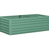 Outsunny Raised Beds for Garden, Galvanised Steel Outdoor Planters with Multi-reinforced Rods, 180 x 90 x 59 cm, Light Green