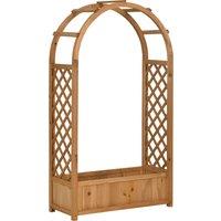 Outsunny Raised Garden Bed with Arch Trellis, Freestanding Garden Planter Box for Vine Climbing Plant Flower Herb, Brown