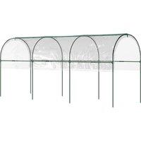 Outsunny Tunnel Tomato Greenhouse with 4 Hoops and Top Tap, Pointed Bottom and Guy Ropes, Clear Aosom UK