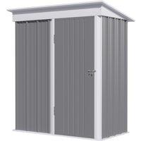 Outsunny Metal Garden Shed, Outdoor Lean-to Shed for Tool Motor Bike, with Adjustable Shelf, Lock, G