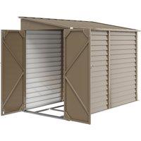 Outsunny 5 x 9ft Galvanised Metal Garden Shed with Foundation Kit, Outdoor Lean-to Shed, Tool Storage House with Lockable Doors, Gloves and 2 Air Vents for Patio, Garden, Brown