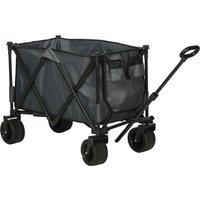 Outsunny Collapsible Outdoor Utility Wagon, Folding Garden Trolley Cart for Camping, Dark Grey Aosom UK