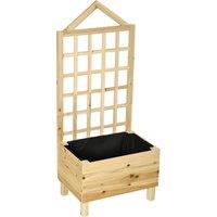 Outsunny Garden Planters with Trellis for Vine Climbing, Distressed Wooden Raised Beds, 90x43x150cm, Natural Tone