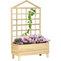 Outsunny Garden Planters with Trellis for Vine Climbing, Distressed Wooden Raised Beds, 90x43x150cm, Natural Tone Aosom UK