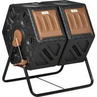Outsunny 130L Double Chamber Composter - Black