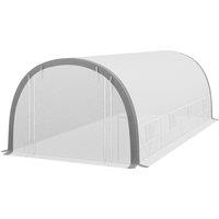 Outsunny 6 x 3(m) Polytunnel Greenhouse with Upgraded Structure, Mesh Door and Windows, 15 Plant Labels, White