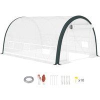 Outsunny 4 x 3(m) Walk-In Tunnel Greenhouse, with Accessories - White