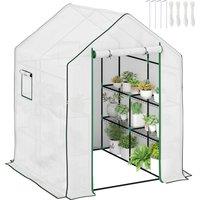 Outsunny 143 x 140cm Walk-In Greenhouse, with Accessories - White