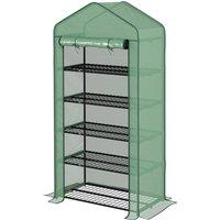 Outsunny Portable Greenhouse: 5-Tier Shelving, Reinforced PE Cover, Roll-up Door, Green Aosom UK