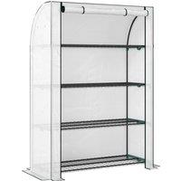 Outsunny Mini Greenhouse with Reinforced PE Cover, Portable Indoor Outdoor Green House with Roll-up Door, 170 x 120 x 50cm, White