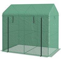 Outsunny Greenhouse, Walk-in Garden Grow House with Roll-up Door and Mesh Windows, 200 x 140 x 200cm, Green Aosom UK