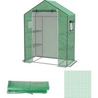 Outsunny Greenhouse Cover Replacement Walk-in PE Hot House Cover with Roll-up Door and Windows, 140 x 73 x 190cm, Green