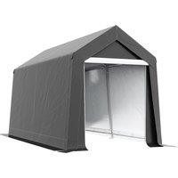 Outsunny Portable Shed, Garden Storage Shed with Window and Door for Motorcycles, Bicycles, 3.6 x 2.1m, Dark Grey Aosom UK